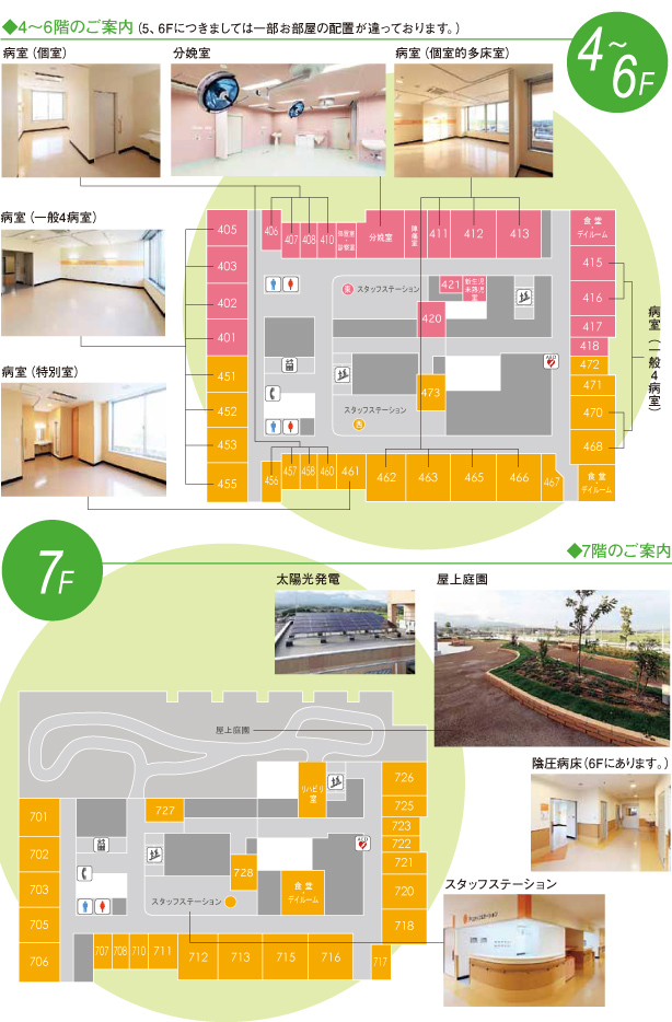 佐渡総合病院 4階から6階・7階のご案内